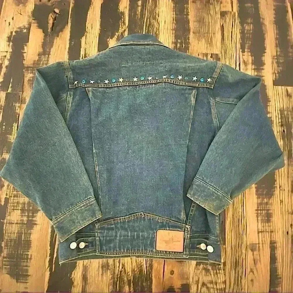 Vintage 80s Oversized Denim Western Cowboy Rodeo Jean Jacket Men’s Small - Picture 5 of 16